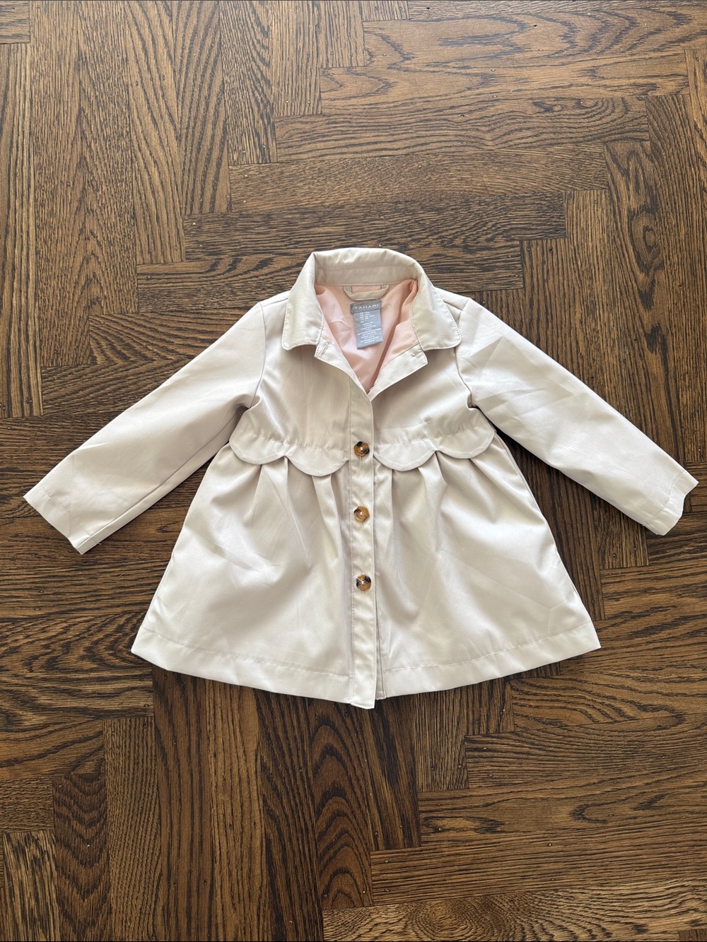 Tahari Baby Girls' Cream Trench Coat with Pink Lining 18 Months